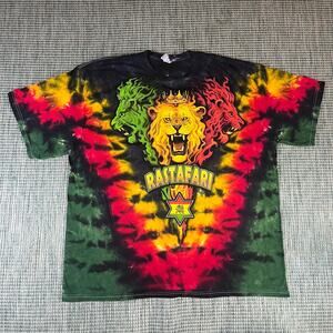 Liquid Blue Rastafari Tie Dye Lion T Shirt Mens Sz 2XL New